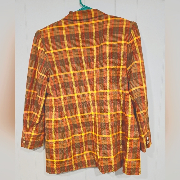 Blazer SK & Company Size 16 Plaid Autumn Harvast Colors MISSING BUTTON - Picture 4 of 5